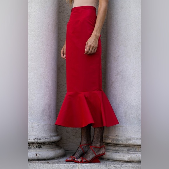 Damaris Bailey Rubina Red Mermaid Skirt Cocktail Party Event Wedding Size XS - Picture 2 of 10